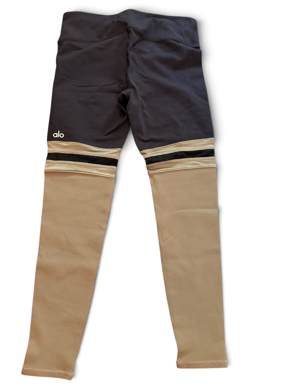 Alo Leggings Two-Tone Black and Tan - Picture 3 of 3
